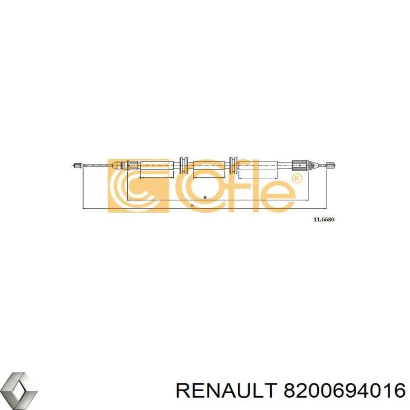 Трос ручного тормоза задний Renault (RVI) 8200694016 цена, от 14.21 USD