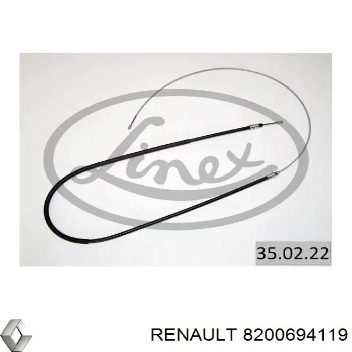 Задний трос ручника Renault (RVI) 8200694119 цена, от 10.67 USD