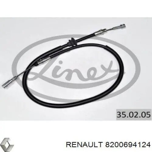 Cable de freno de mano delantero 8200694124 Renault (RVI)