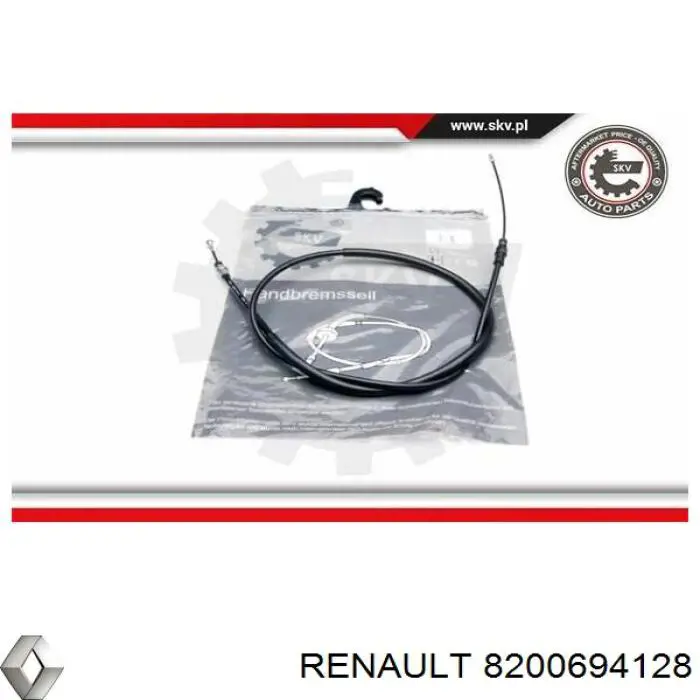 Трос ручного тормоза задний, правый/левый Renault (RVI) 8200694128