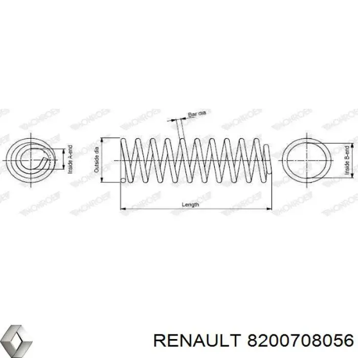 Передняя пружина 8200708056 Renault (RVI)