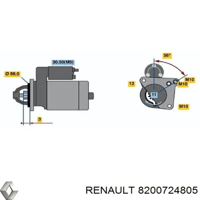 Стартер Renault (RVI) 8200724805 цена, от 50.73 USD