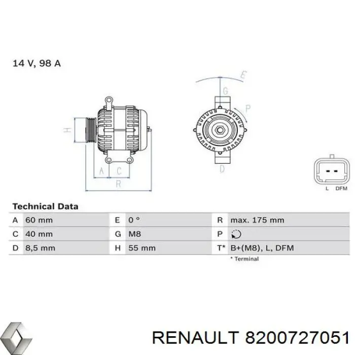 8200727051 Renault (RVI) генератор