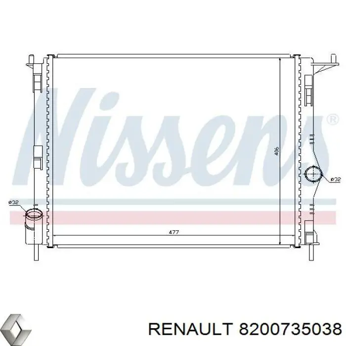 Радиатор охлаждения Renault (RVI) 8200735038