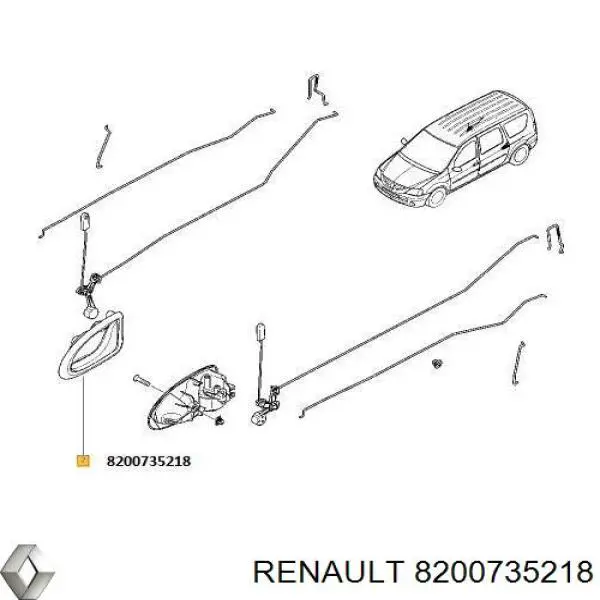 8200735218 Renault (RVI) maçaneta interna dianteira/traseira da porta direita