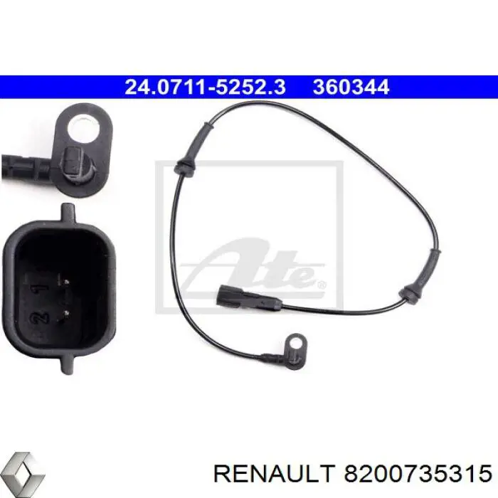 Sensor ABS traseiro 8200735315 Renault (RVI)