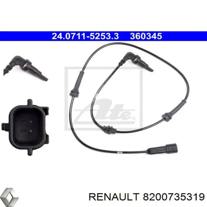 Передний датчик АБС Renault (RVI) 8200735319 цена, от 34.41 USD