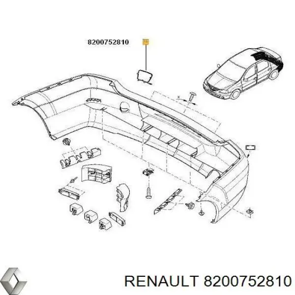 8200752810 Renault (RVI) заглушка бампера буксировочного крюка задняя