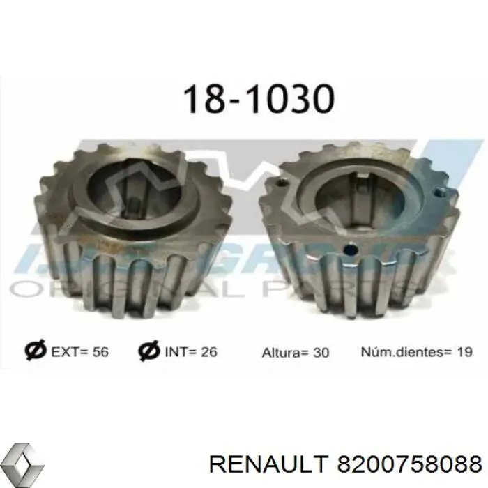 Compre 8200758088 Renault (RVI) Engrenagem de cadeia da roda dentada de acionamento de cambota de motor