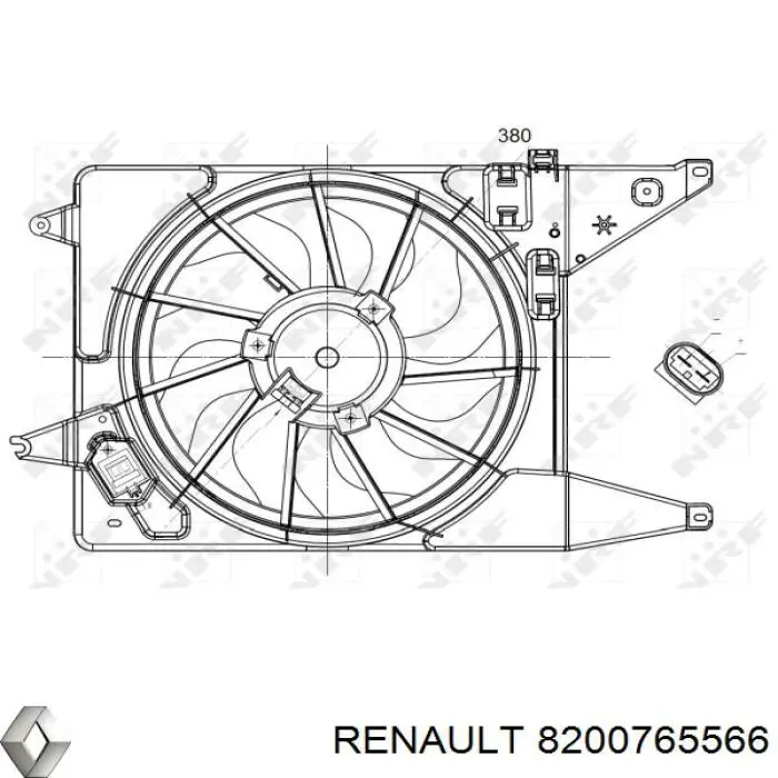 Диффузор радиатора охлаждения, в сборе с мотором и крыльчаткой Renault (RVI) 8200765566