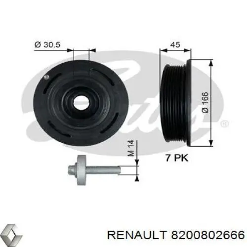 Шкив коленвала (демпфер) Renault (RVI) 8200802666 цена, от 98.29 USD