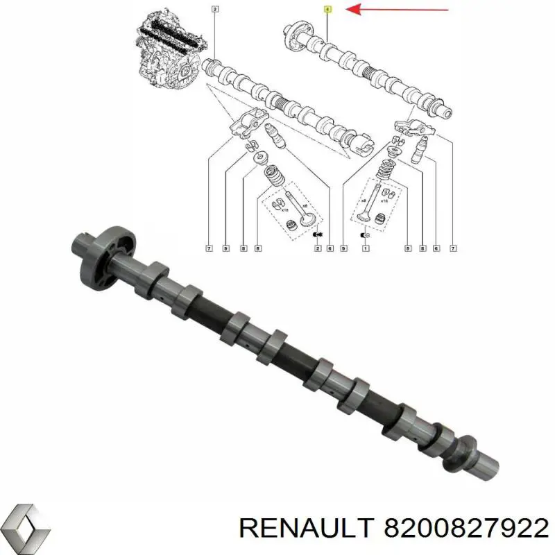 8200827922 Renault (RVI) распредвал двигателя выпускной