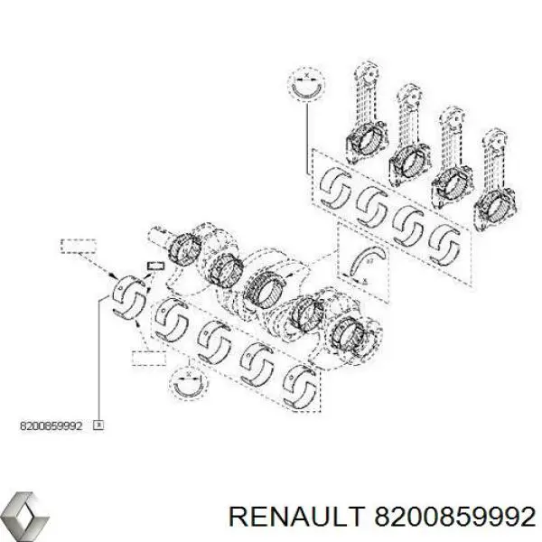 Вкладыши коленвала коренные, комплект, стандарт (STD) Renault (RVI) 8200859992