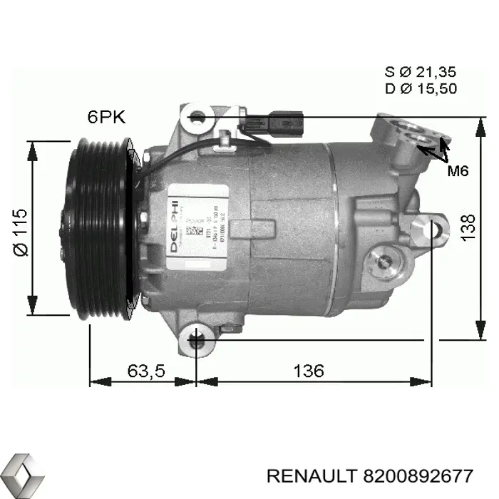 Компрессор кондиционера 8200892677 Renault (RVI)