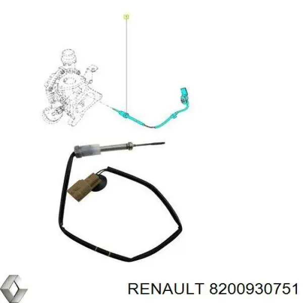 Датчик температуры отработавших газов (ОГ), перед турбиной 8200930751 Renault (RVI)