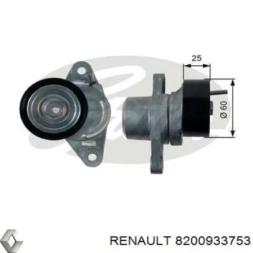Купить 8200933753 Renault (RVI) Натяжитель приводного ремня