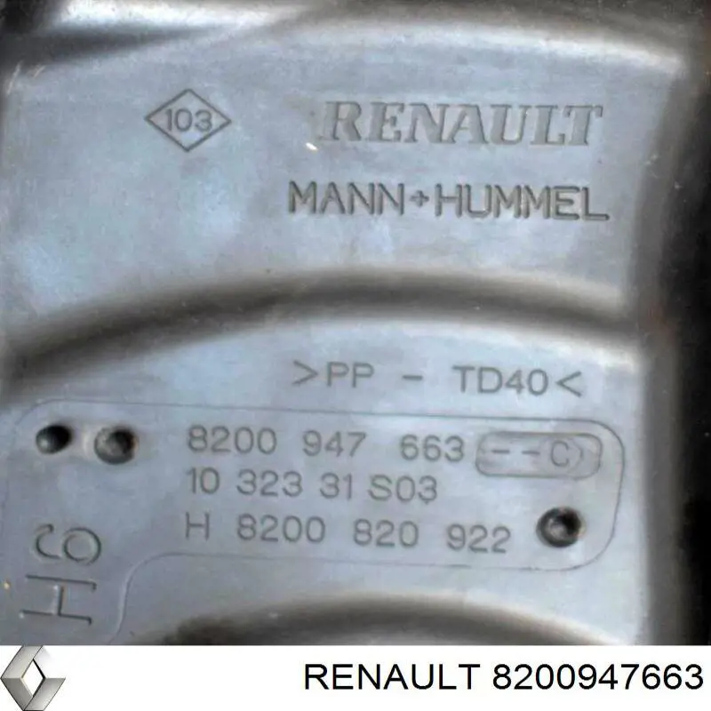 Купить 8200947663 Renault (RVI) Корпус воздушного фильтра
