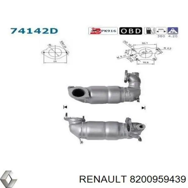 Каталитический нейтрализатор отработавших газов Renault (RVI) 8200959439 цена, от 419.91 USD