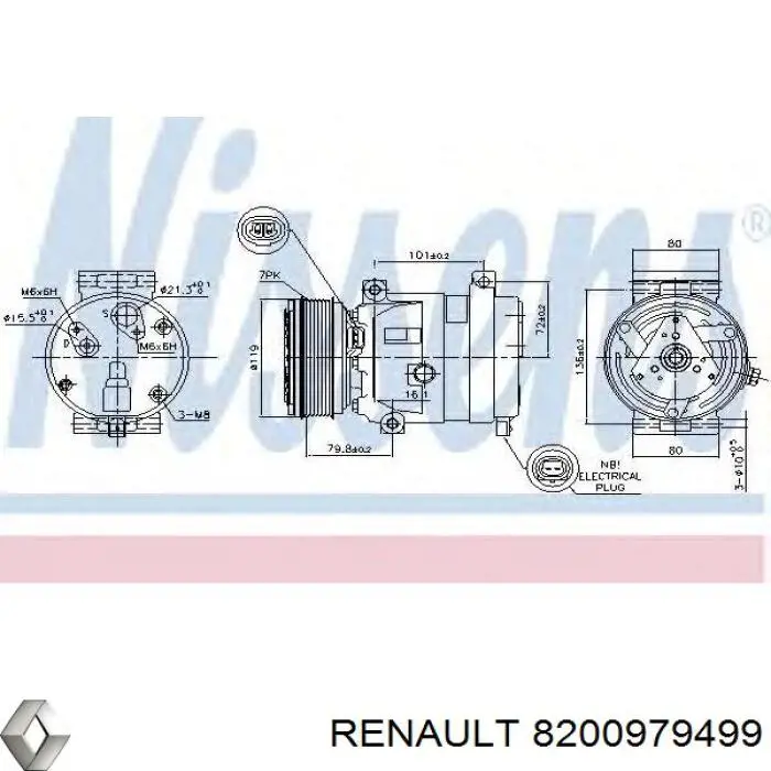 Купить 8200979499 Renault (RVI) Компрессор климатической установки