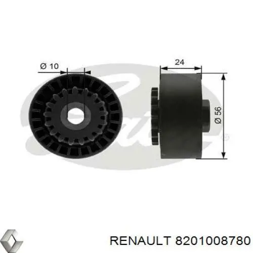 Rodillo, correa trapecial poli V 8201008780 Renault (RVI)