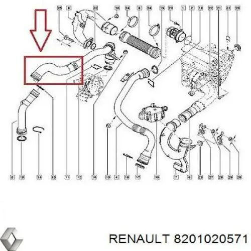 8201020571 Renault (RVI) Патрубок интеркуллера