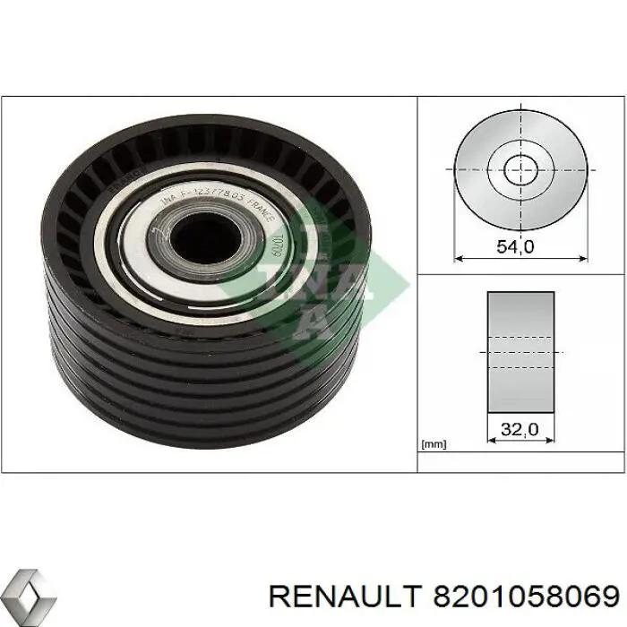 8201058069 Renault (RVI) ролик ремня грм паразитный