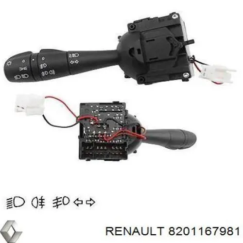 8201167981 Renault (RVI) comutador esquerdo instalado na coluna da direção