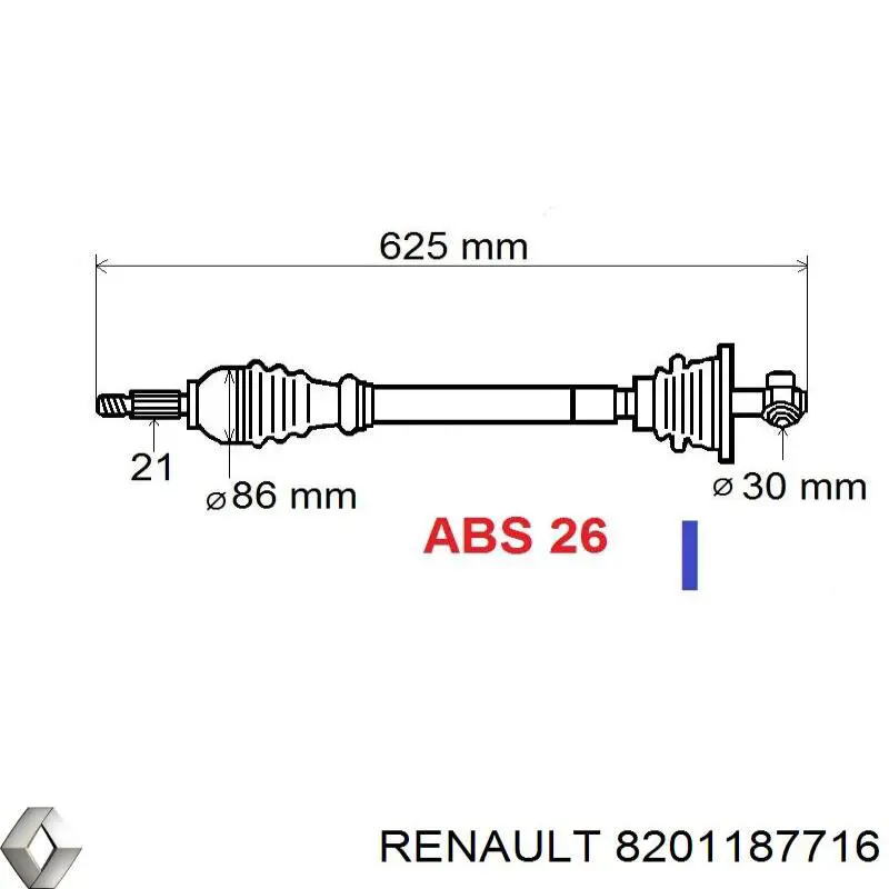 Купить 8201187716 Renault (RVI) Вал приводной правый