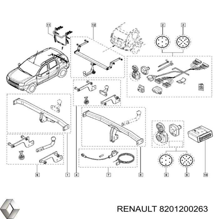 Устройство тягово-сцепное Renault DUSTER I внедорожник (HS) (2010 - 2026) цена, от  