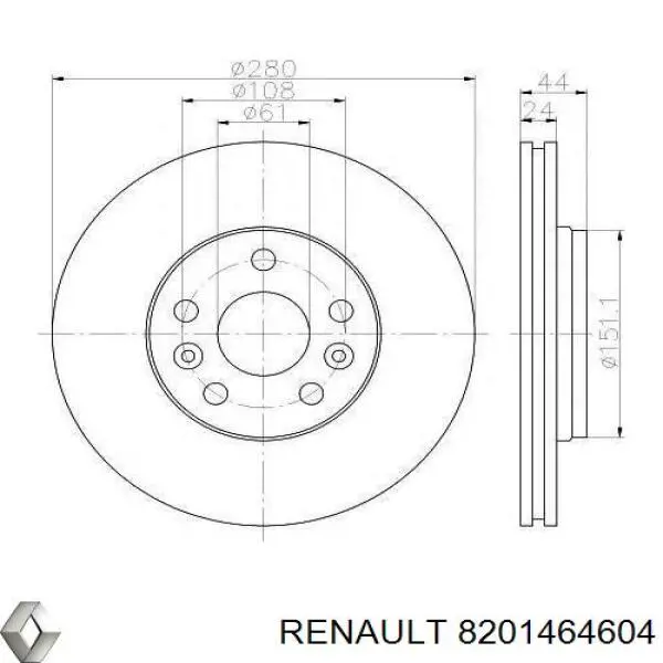 8201464604 Renault (RVI) disco do freio dianteiro