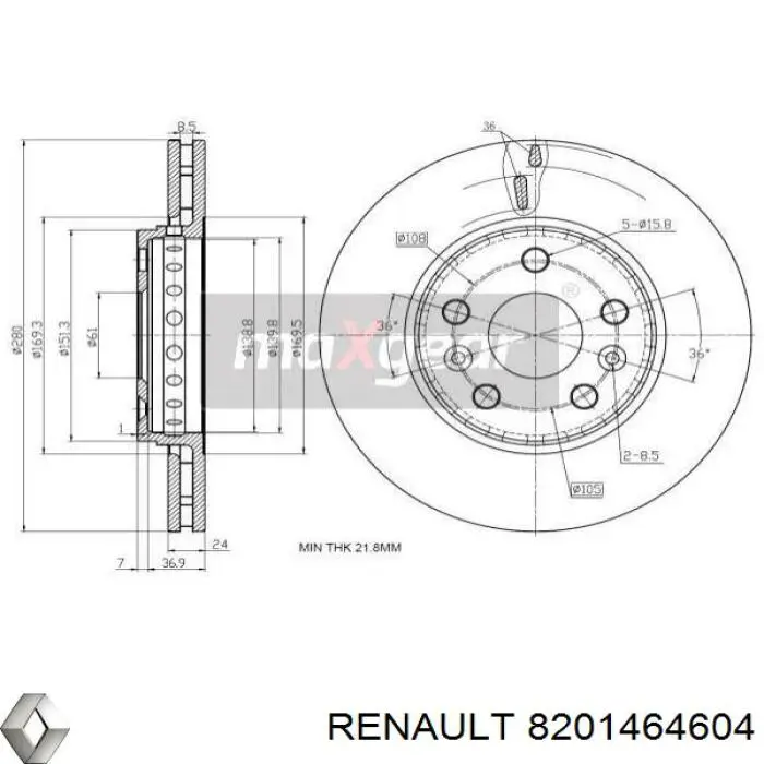 8201464604 Renault (RVI) Диск тормозной передний