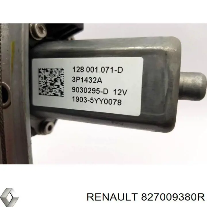 827009380R Renault (RVI) mecanismo de acionamento de vidro da porta traseira direita