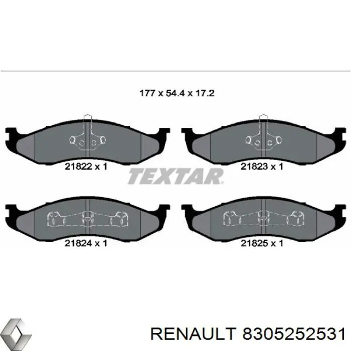 Передние тормозные колодки 8305252531 Renault (RVI)