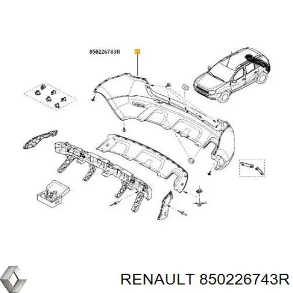 850226743R Renault (RVI) pára-choque traseiro