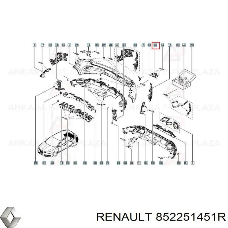 Купить 852251451R Renault (RVI) Левый кронштейн крепления бампера заднего