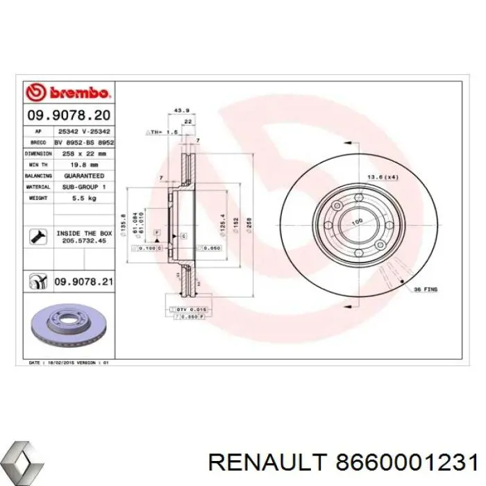 8660001231 Renault (RVI) диск тормозной передний