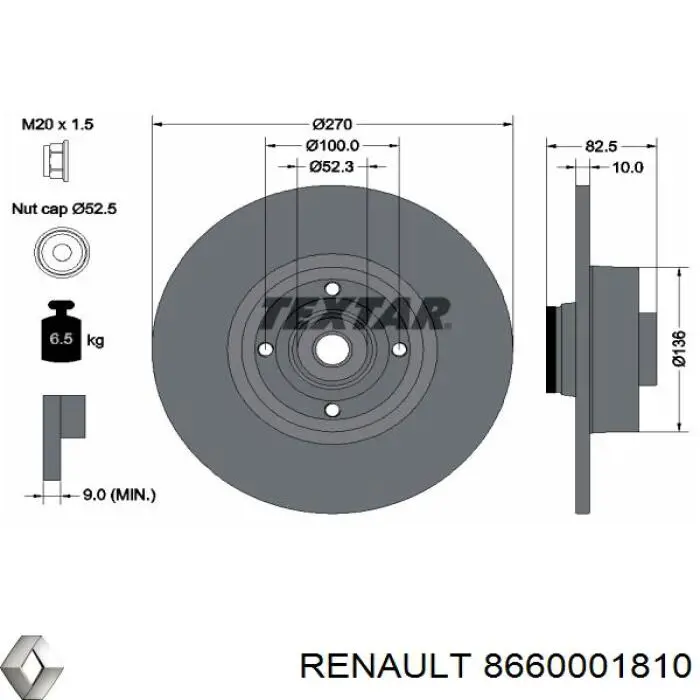 Тормозные диски 8660001810 Renault (RVI)