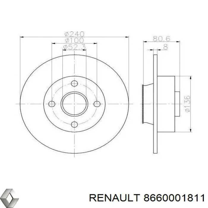 Тормозные диски 8660001811 Renault (RVI)