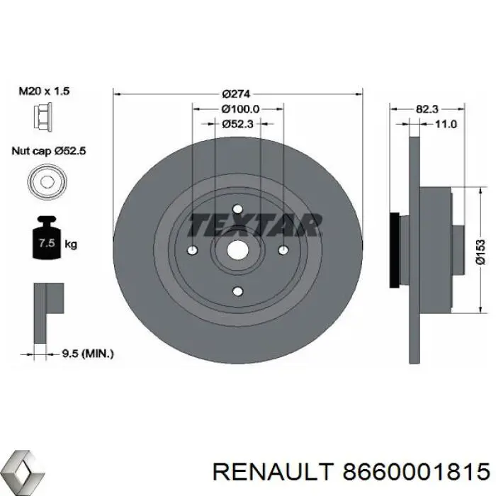 Купить 8660001815 Renault (RVI) Диск тормозной задний