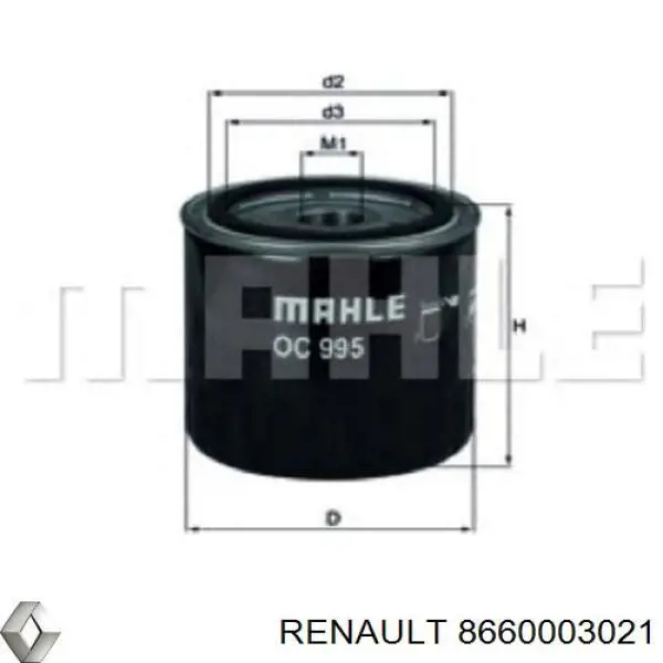Масляный фильтр 8660003021 Renault (RVI)