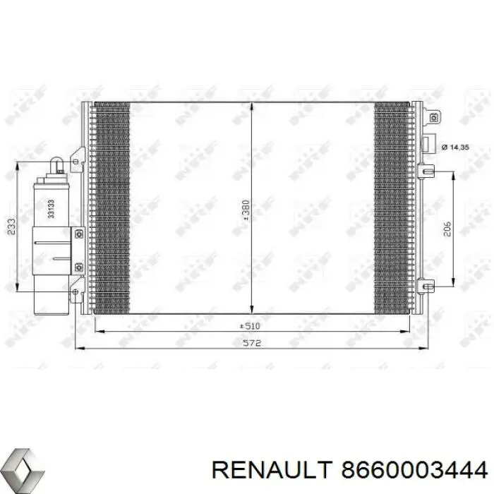 Радиатор кондиционера 8660003444 Renault (RVI)