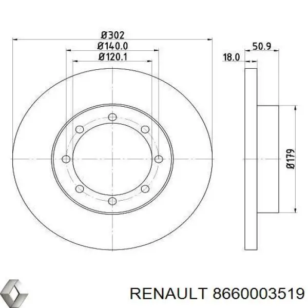 Задний тормозной диск Renault (RVI) 8660003519 цена, от 53.55 USD