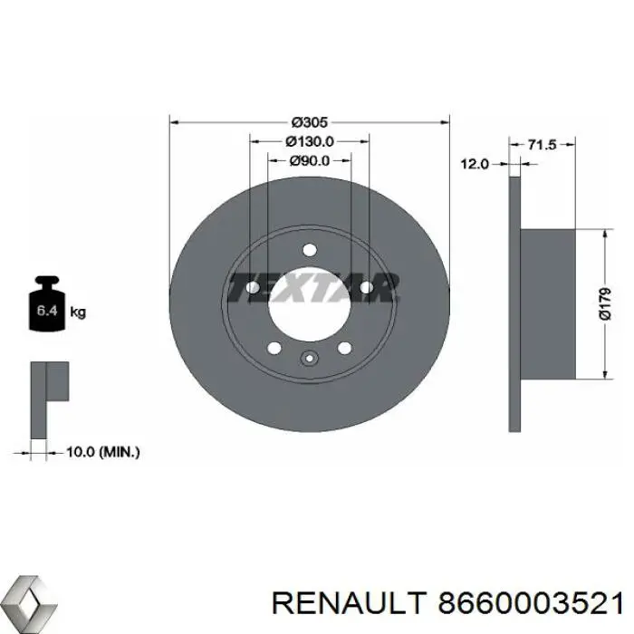 Тормозные диски 8660003521 Renault (RVI)