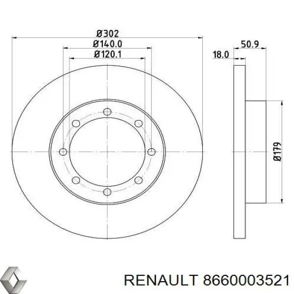 Купить 8660003521 Renault (RVI) Диск тормозной задний