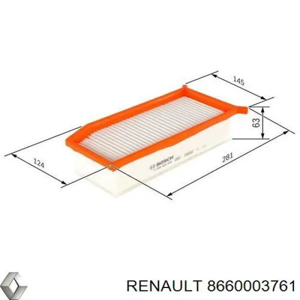 Купить 8660003761 Renault (RVI) Автомобильный фильтр воздуха