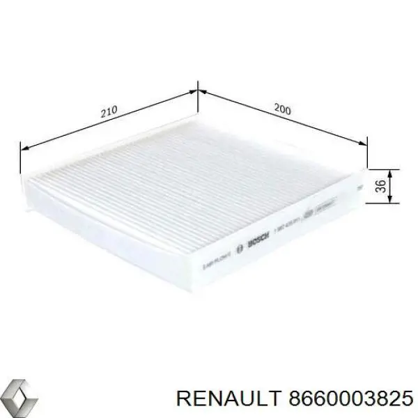 Filtro de habitáculo 8660003825 Renault (RVI)