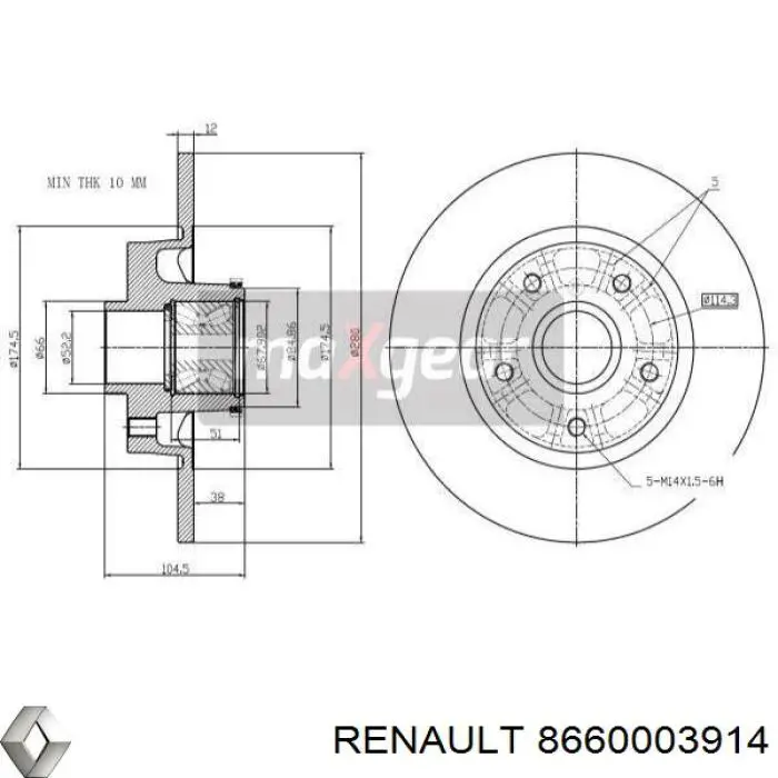 8660003914 Renault (RVI) тормозные диски