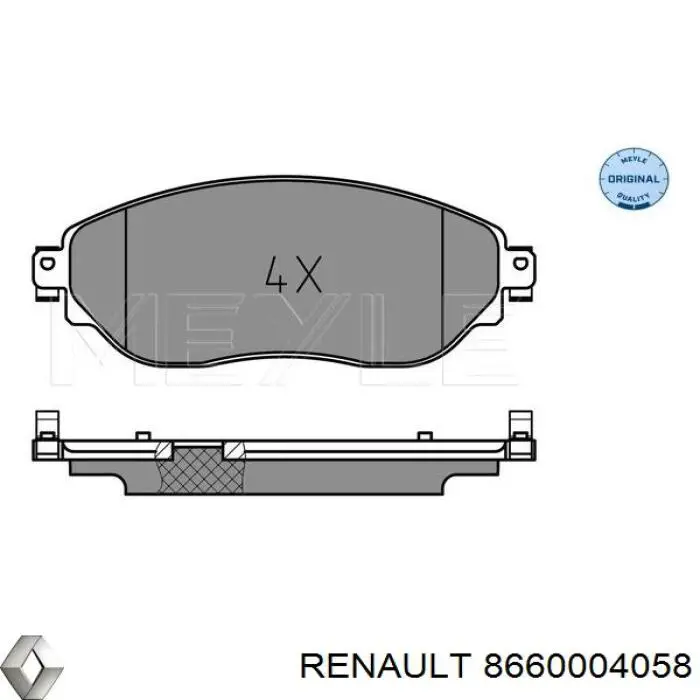 Передние тормозные колодки 8660004058 Renault (RVI)