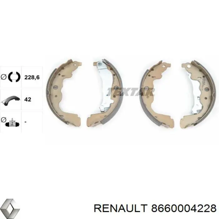 Колодки тормозные задние барабанные Renault (RVI) 8660004228