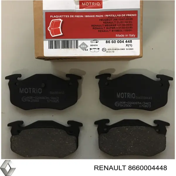 Pastillas de freno traseras 8660004448 Renault (RVI)